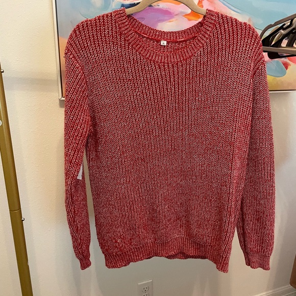 Sweaters - Cozy Red Knit Sweater heart sleeve warm holiday valentines love cozy